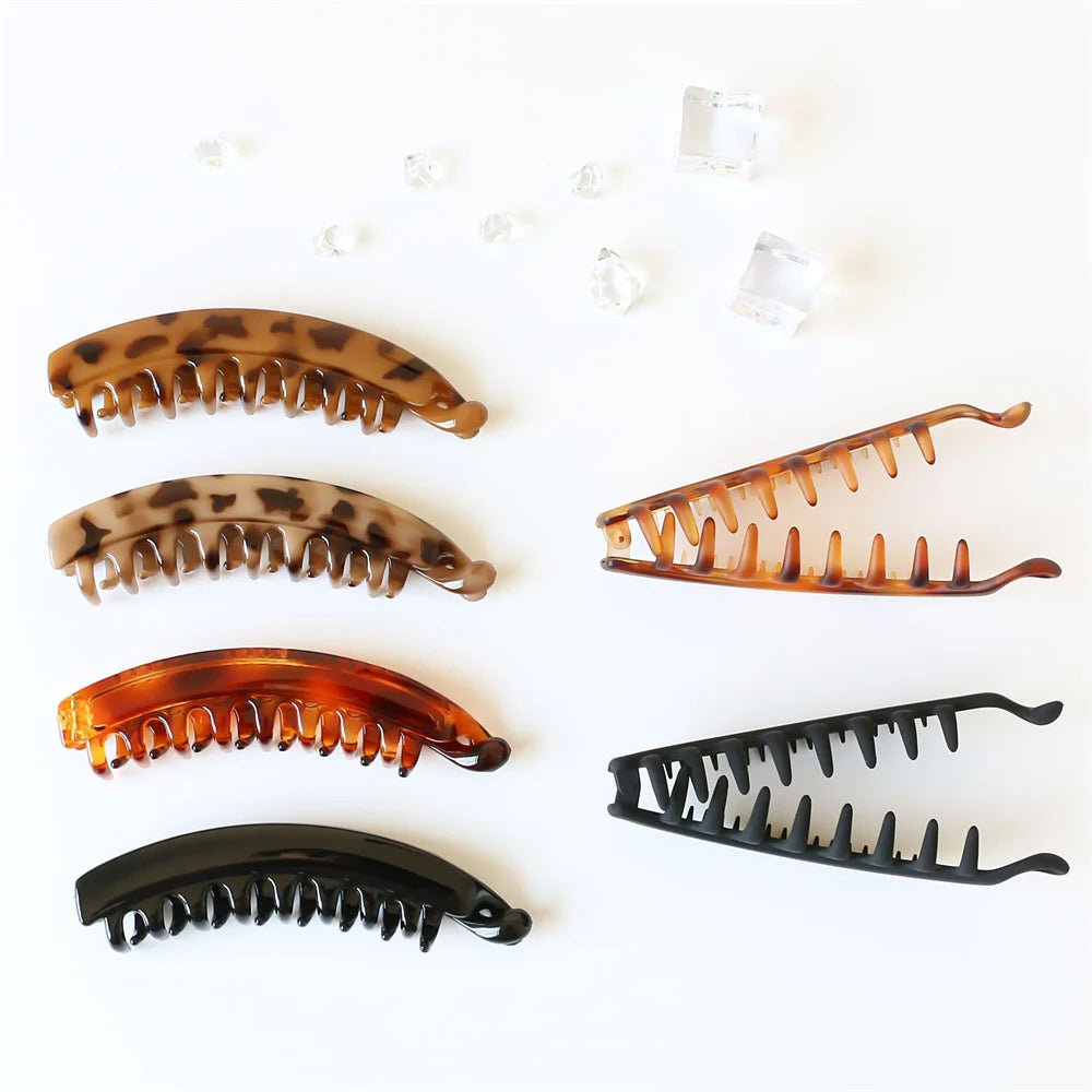 Frosted Solid Color Banana Hair Clips – Fashion Ponytail Barrettes & Hair Claws for Women